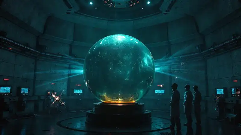 Esfera misteriosa en cámara con altos protocolos