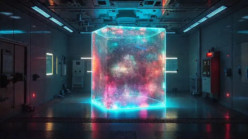 Cubó misterioso con efectos y ambiente futurista