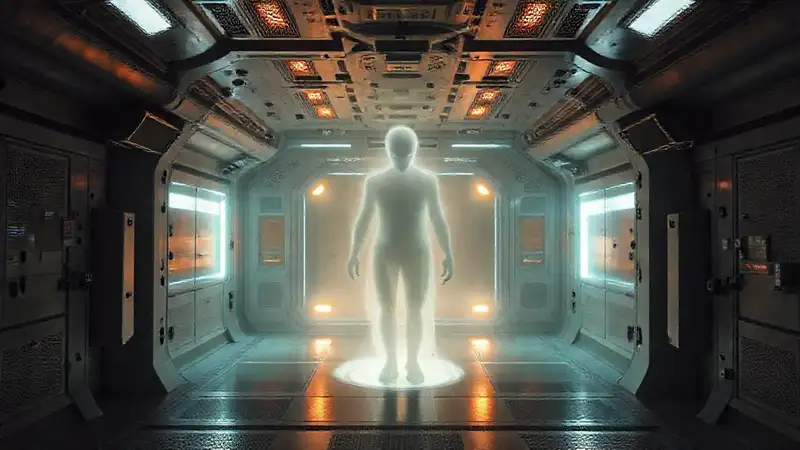 Presencia misteriosa en cámara futurista y segura