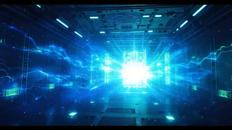 Energía luminosa en entorno futurista y seguro