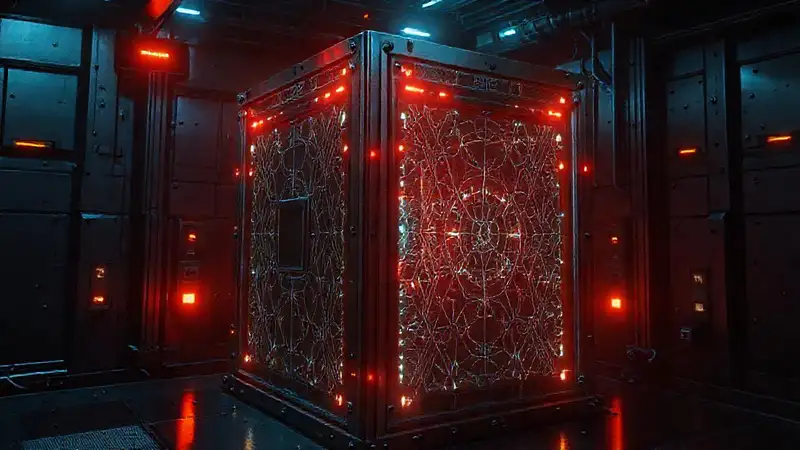 Estructura metálica cúbica futurista de seguridad