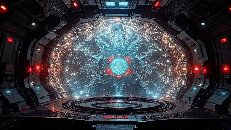Estructura fractal y energía en entorno futurista