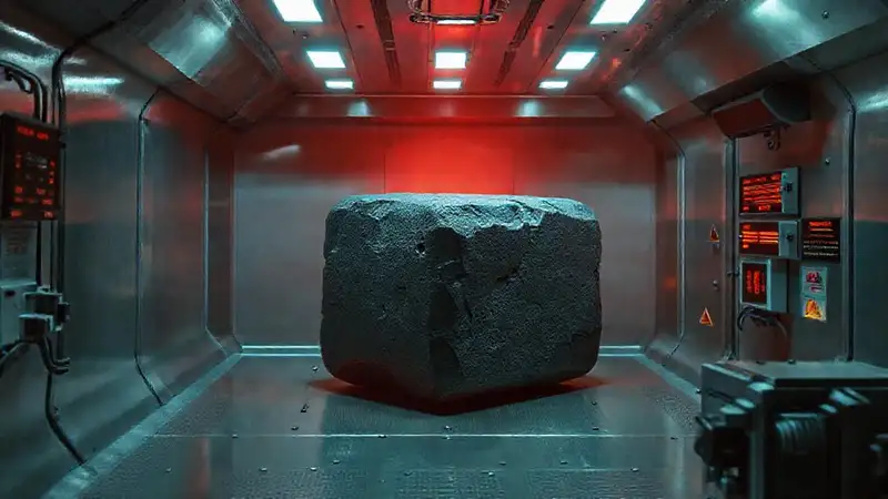 Bloque oscuro en cámara de contención futurista