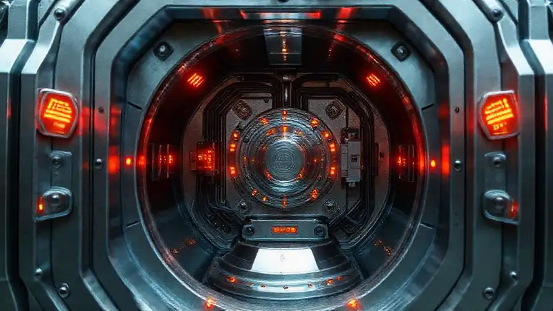 Cámera de contención futurista y misteriosa