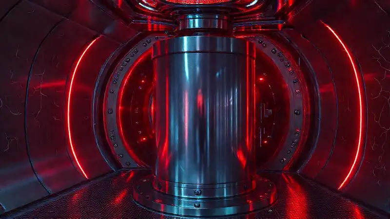 Cilindro metálico con energía y tecnología avanzada