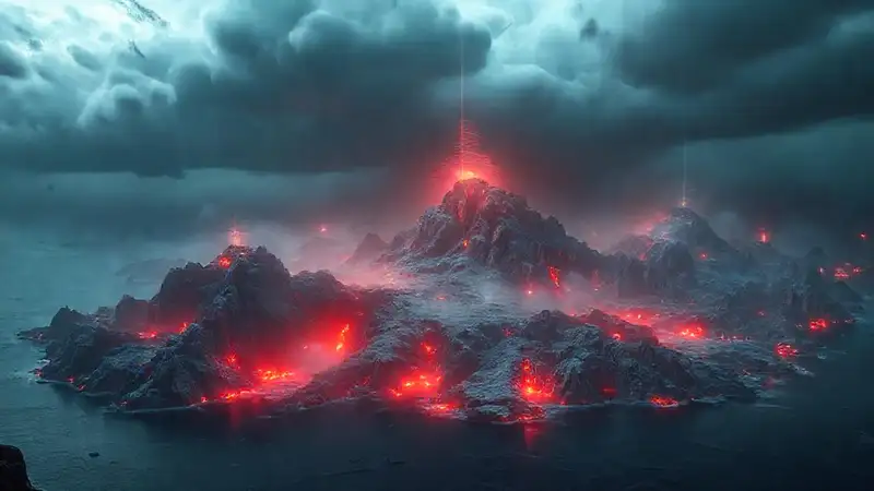 Isla misteriosa con energía