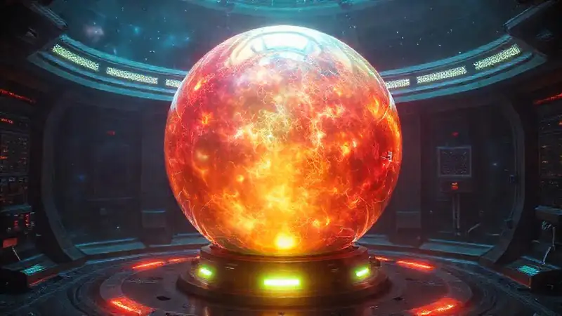 Esfera de energía en cámara controlada futurista