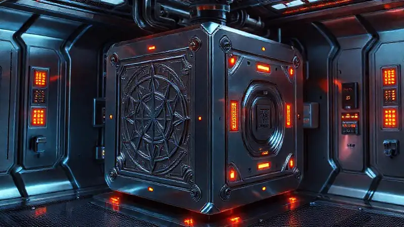Cubo metálico seguro con energía anomalía