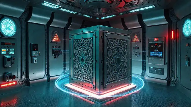 Sala segura futurista con campo electromagnético