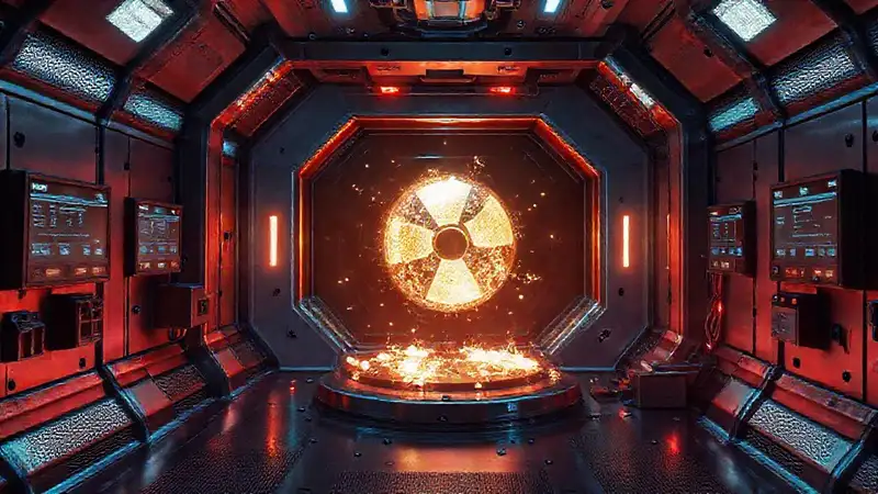 Esfera energética misteriosa en laboratorio futuro