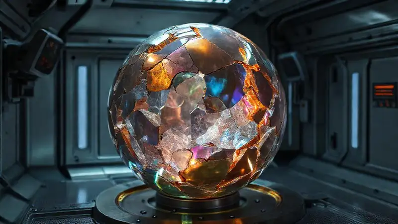 Esfera de cristal fracturada en cámara de seguridad