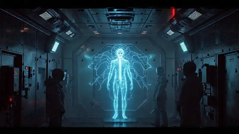 Confinamiento seguro con figura misteriosa y tecnología