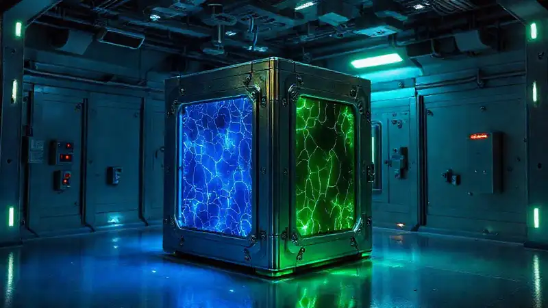 Cube metálico brillante, seguro y misterioso