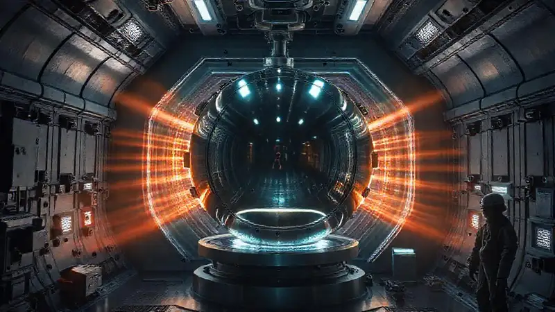 Cámara de contención futurista con tecnología avanzada