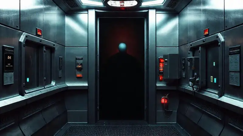 Cápsula futurista con presencia misteriosa y seguridad