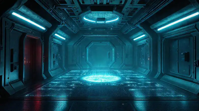 Interior de alta tecnología con aura misteriosa