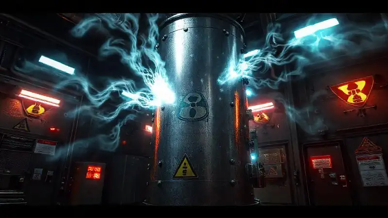 Estructura metálica peligrosa con energía radiológica