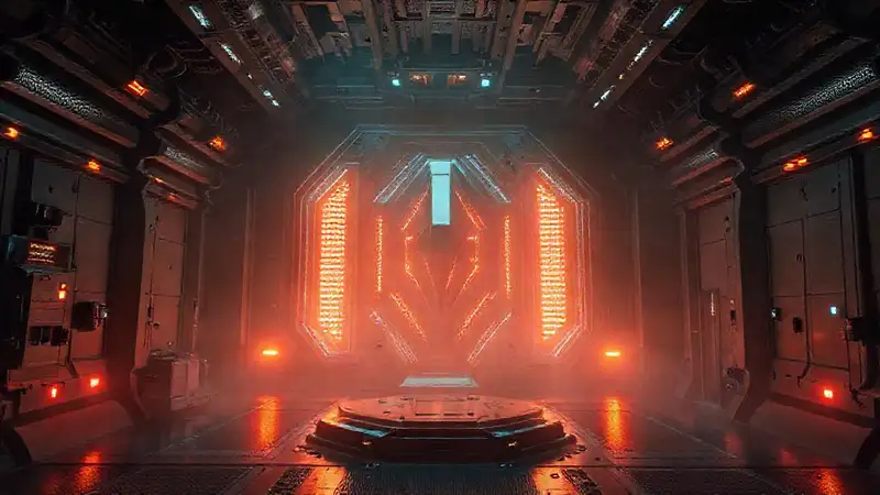 Sala futurista de contención con energía misteriosa