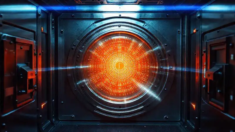 Cámara de contención futurista con tecnología avanzada