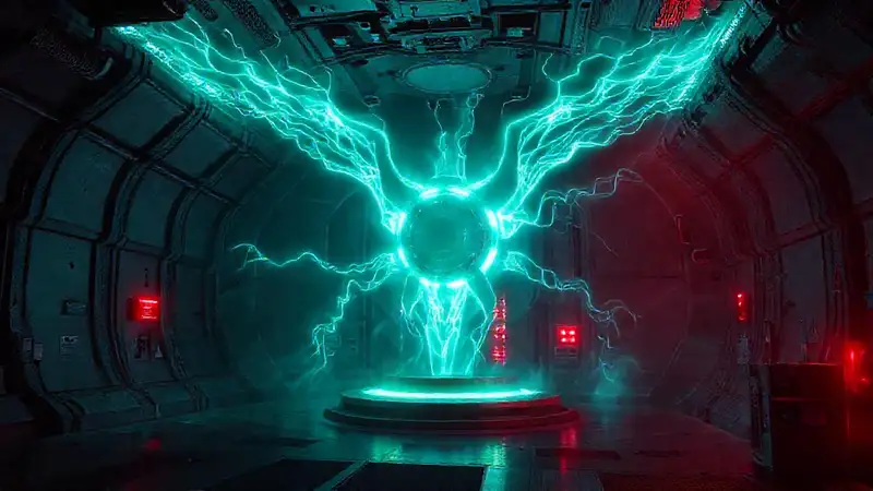 Estructura futurista con energía y seguridad avanzada