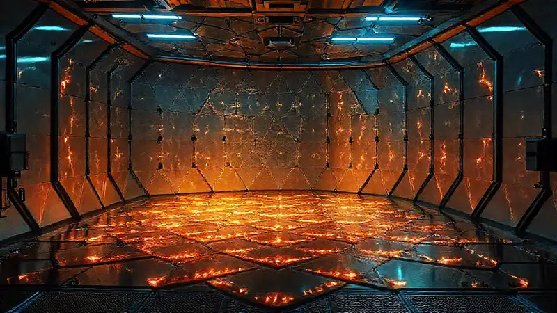 Superficie geométrica misteriosa en entorno tecnológico seguro