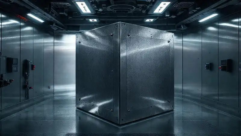 Cubículo con cubo metálico