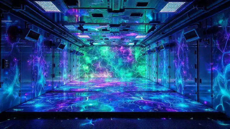 Superficie fractal luminosa y misteriosa futurista