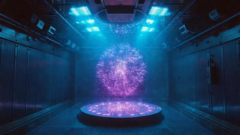 Habitáculo futurista con energía y vigilancia