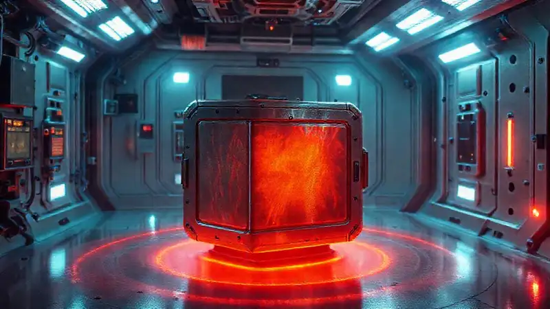 Dispositivo futurista con energía misteriosa y peligrosa