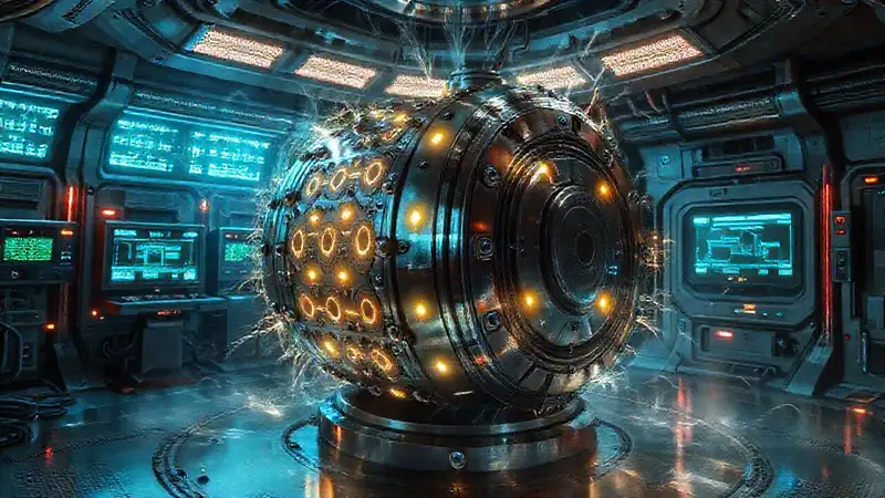Dispositivo metálico futurista con energía inestable