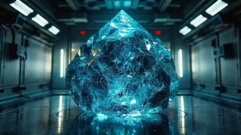 Cristal extraño en entorno futurista y seguro
