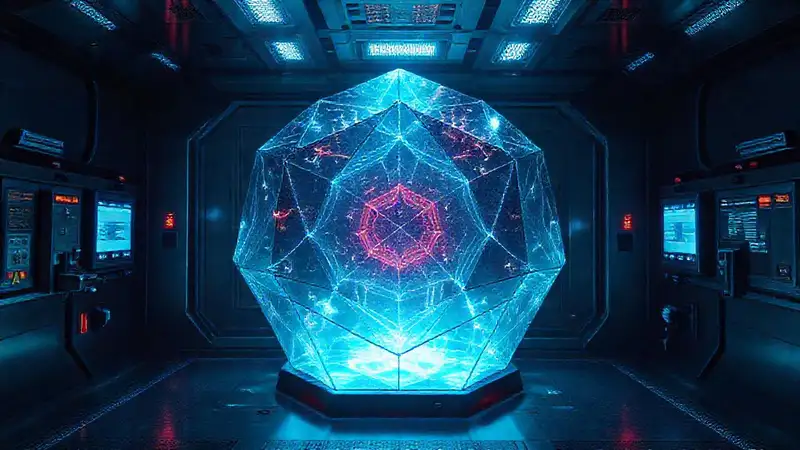 Estructura futurista con energía y vigilancia