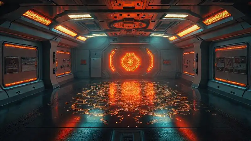 Habitación de contención tecnológica y misteriosa