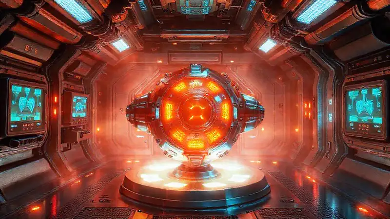 Objeto futurista con energía y seguridad avanzada