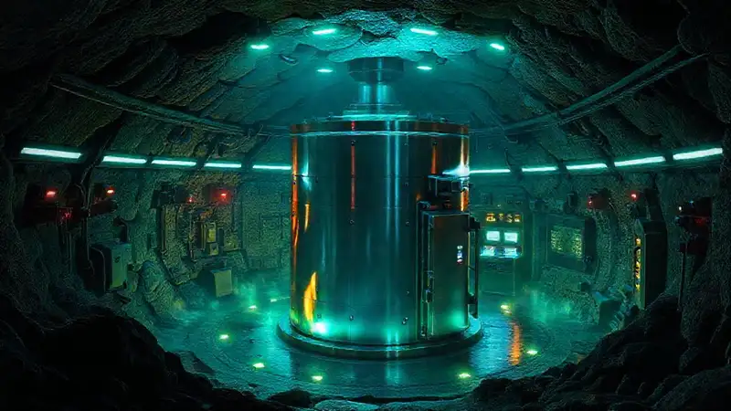 Cápsula de contención subterránea misteriosa y protegida