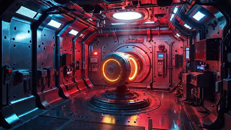 Cámera de contención futurista y vigilada