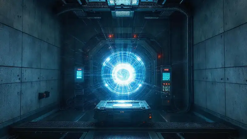 Máquina electromagnética en ambiente futurista y seguro