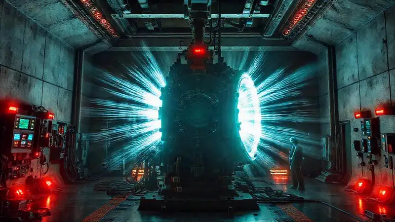 Máquina electromagnética peligrosa en sala reforzada