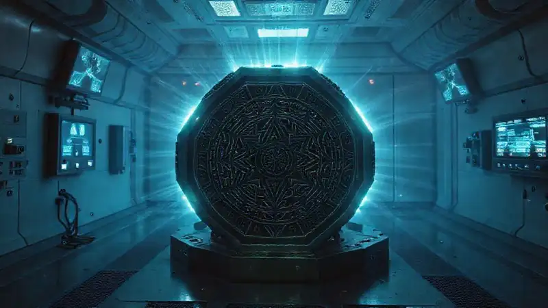 Artefacto mecánico hexagonal con energía misteriosa