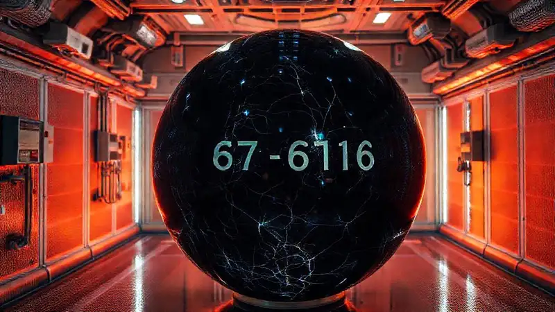 Esfera negra brillante con patrones y energía misteriosa