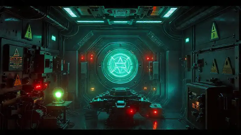 Sala de contención segura con tecnología futurista