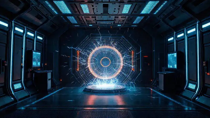 Cápsula de contención futurista y misteriosa
