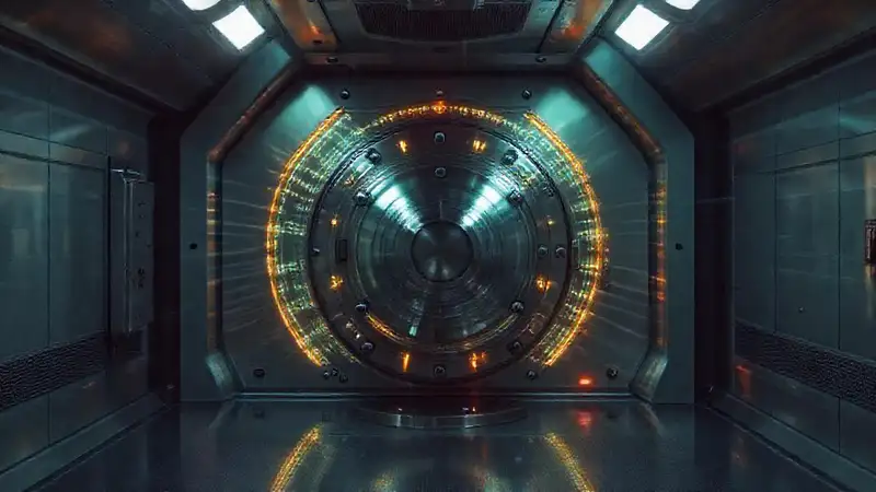 Habitación segura con objeto misterioso y efectos