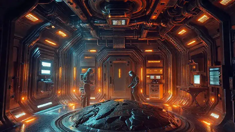 Sala de contención futurista con tecnología avanzada