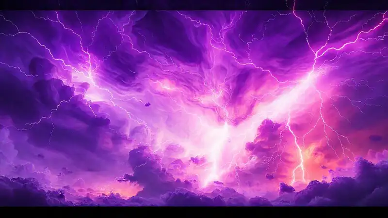 Cielo tormentoso con relámpagos y energía digital