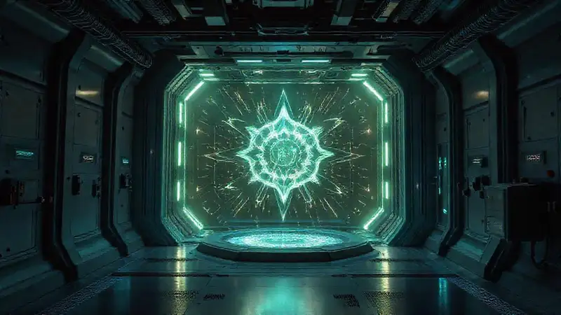 Cámara de contención tecnológica con patrones cristalinos