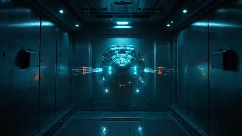 Cámara de contención futurista y misteriosa
