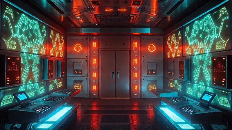 Cámera futurista con luces y seguridad avanzada
