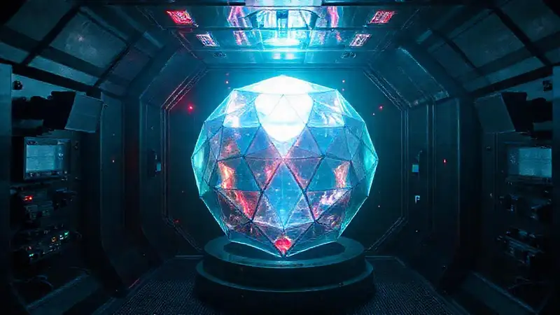 Cuarto de contención con estructura iridiscente brillante