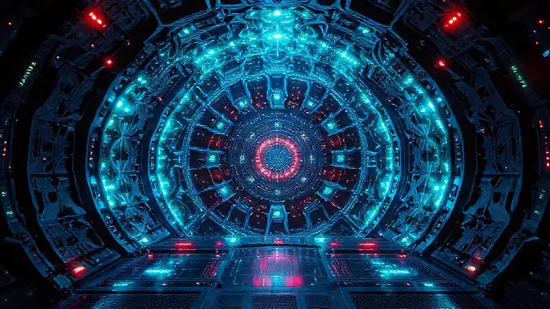 Estructura fractal metálica con energía futurista